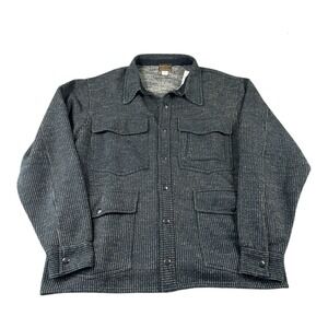 RRL Ralph Lauren Gray Fleece Lined Metal Snap Utility Shacket Mens 2XL NWT